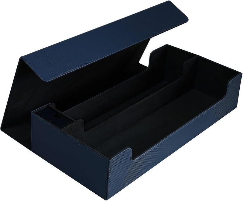 Scimi Card Mat Case Holds 800+ Sleeved Cards - TCG Deck Case with Box for MTG, Uno, YuGiOh & More - Strong Magnet Closure (Blue/Black) - Image 4